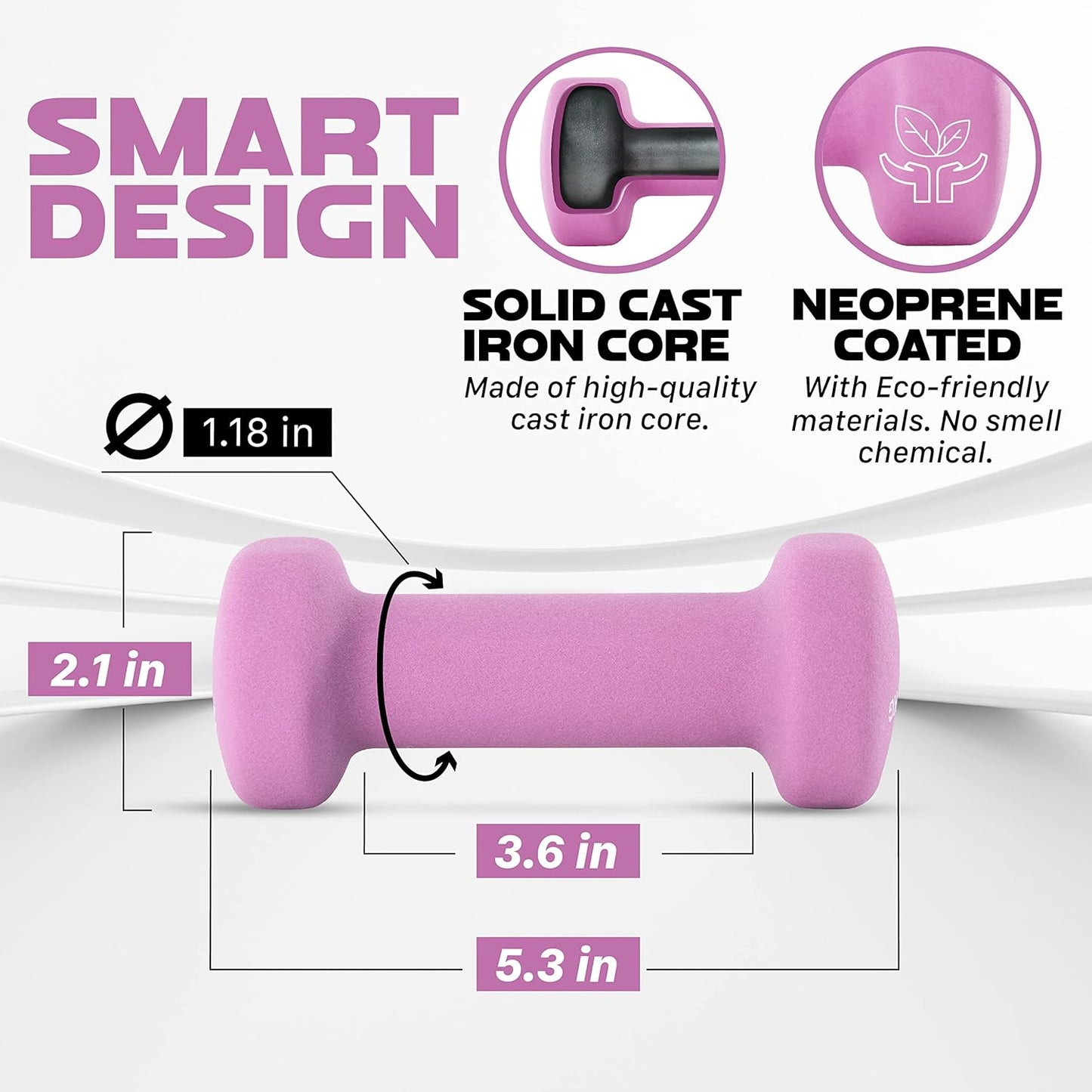 Versatile Neoprene Coated Dumbbell Sets - Choose Your Weight & Color! Anti-Roll, Anti-Slip Hexagon Design for Ultimate Grip
