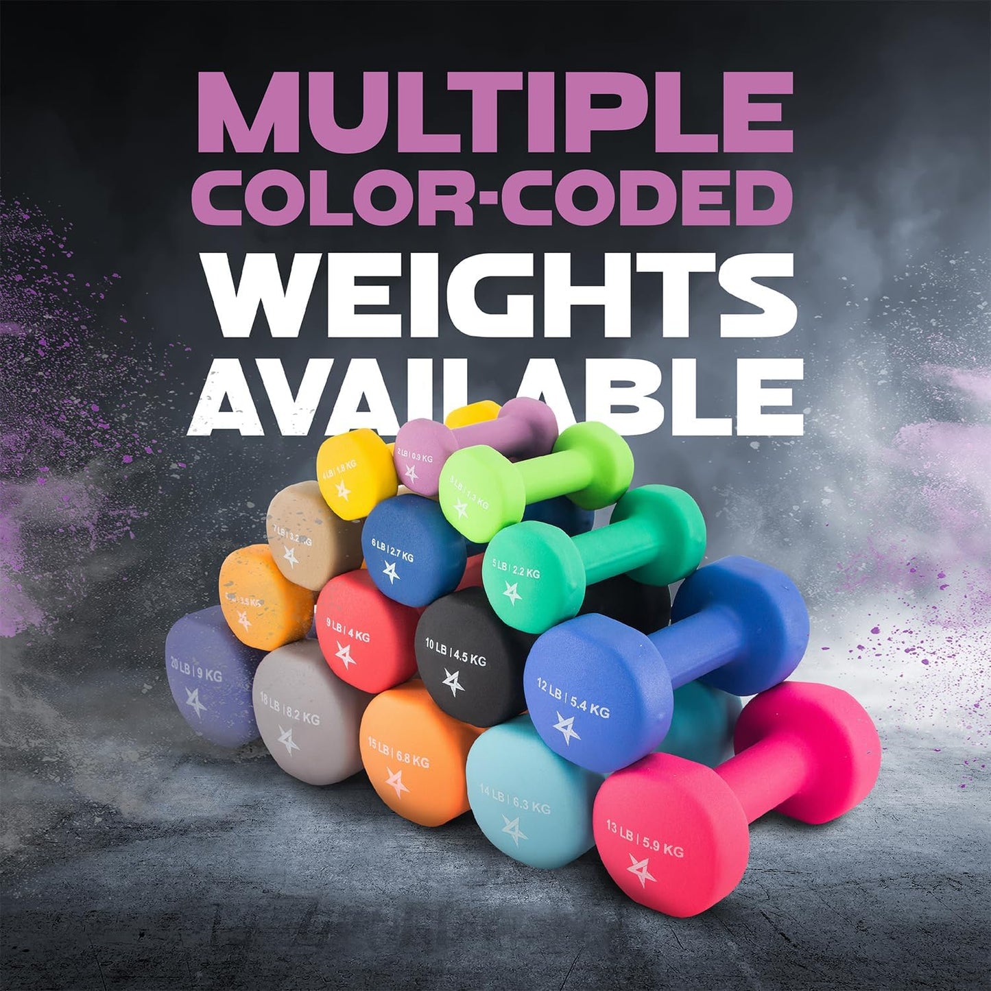 Versatile Neoprene Coated Dumbbell Sets - Choose Your Weight & Color! Anti-Roll, Anti-Slip Hexagon Design for Ultimate Grip